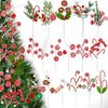 Christmas Decorations Candy Snow Berries Artificial Bouquet Xmas Tree Pendant Ornament Home Decor New Year 2025 Gift Accessories