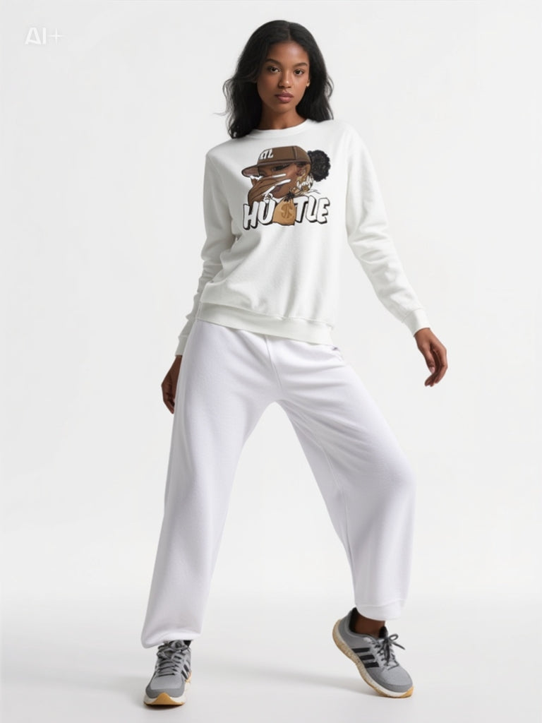 Hustle Graphic Sweatshirt – ATL Baddie Style  Urban Streetwear