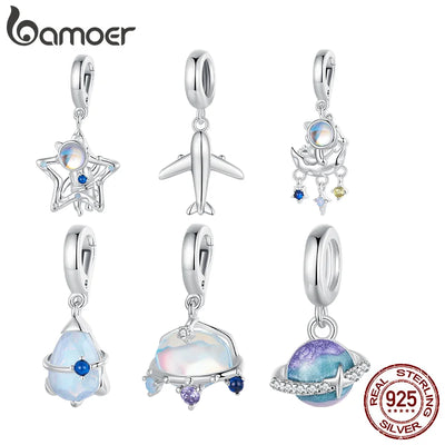 Astronaut Pendant Bamoer 925 Sterling Silver Mini Airplane Planet Moon